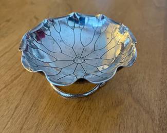 Vintage silver lotus bonbon bowl.