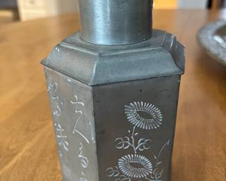 Vintage Chinese pewter tea caddy.