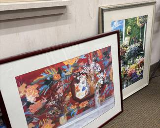 Custom-framed art prints.