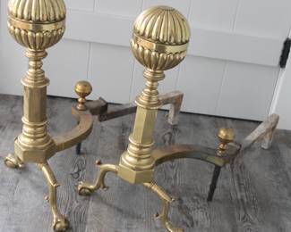 Vintage brass claw foot large andirons