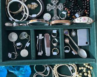 Vintage jewelry and smalls, including some sterling jewelry.