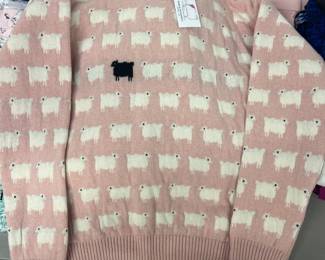Warm & Wonderful black sheep sweater, new with tags, pink. Princess Diana.