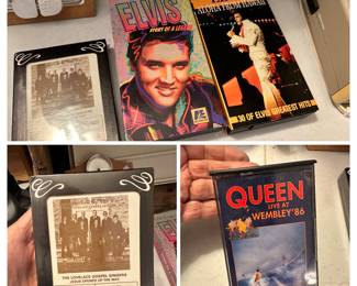 8 track, queen cassette tape and Elvis VHS!