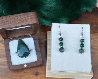Nephrite Jade Ring Earrings  Tested