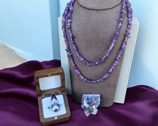 Amethyst Necklace Banded Amethyst Ring  Amethyst Stone With Dolphin