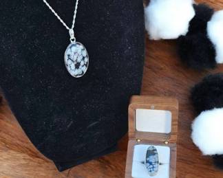  04 Snowflake Jasper Necklace Ring  Tested 