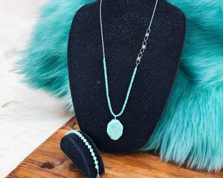 Larimar Necklace Jadeite Bracelet  Tested
