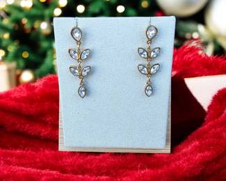  01 Swarovski Crystal Drop Vine Earrings Signed