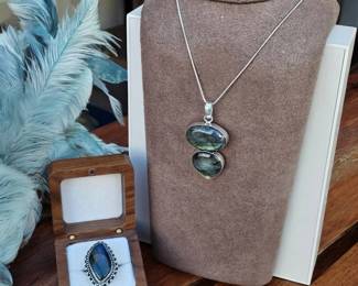 Fiery Labradorite Necklace Ring  STUNNING  See Video  Tested