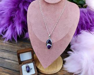 Banded Amethyst Necklace Ring  Tested