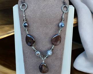 Bullseye Onyx With Striped Agate Teardrop Necklace Tested