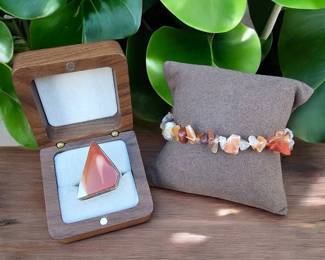 Unique Shaped Mookaite Ring Bracelet Multiple Stones  Tested