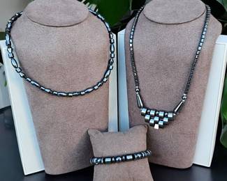 Vintage Hematite Reverse Triangle Necklace Smaller Necklace  Bracelet