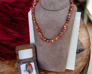 Noreena Jasper Ring Necklace Multiple Stones  Tested