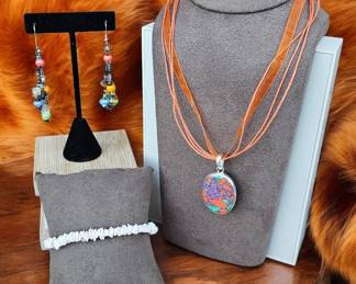 Colorful Picasso Jasper Necklace Tested  Earrings  Bracelet  Tested