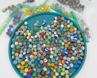 Lot - 47
Vintage Marbles - Steelies, Clearies, Cadmium/Uranium Glass +