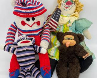 Lot - 6
Vintage Childs Bedroom Soft Toys - Thumba, Sock Monkey, & Handmade