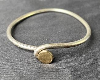 Lot 37 | Sterling Silver & 14K Gold Nail Shaped Bracelet
