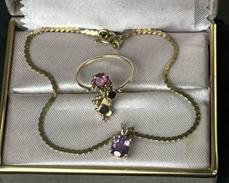 Lot 16 | 14K Italian Bracelet & Semi-precious Stone Ring
