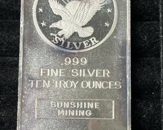 Lot 130 | Silver Bullion 10 Troy Ounces Sunshine Mining

