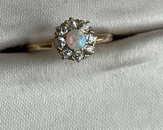Lot 179 | 16K Gold Diamond & Opal Ring
