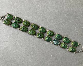 Lot 172 | 1920s Iridescent Beetle Egyptian Revival Bracelet
