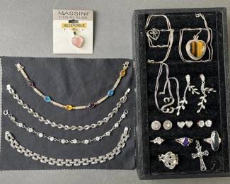 Lot 136 | Sterling Silver Jewelry Lot Real Cats Eye & Spinel
