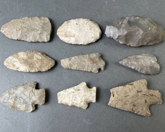 Lot 129 | 9 Large Stone Arrow Heads
