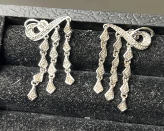 Lot 141 | 10K Dangle Earrings With Diamond Chips
