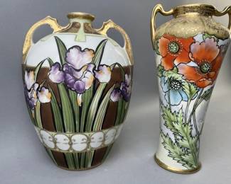 Lot 187 | Art Nouveau Hand Painted Nippon China Vases
