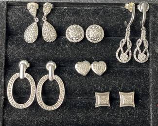 Lot 138 | Sterling Silver & Diamond Earrings
