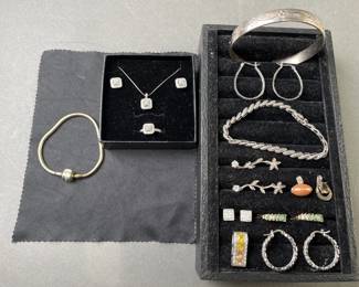 Lot 137 | Fine & Sterling Silver Jewelry Diamond Set
