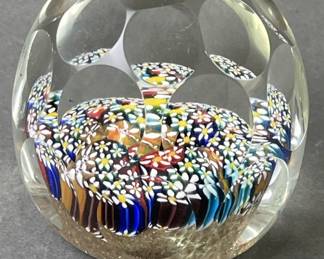 Lot 103 | Faceted Daisy Millefiori Paperweight
