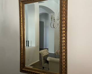 Large Gold Framed Mirror. 48x42 