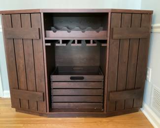 Wooden Corner Bar Cabinet 