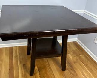 Square Wooden Dining Table with Shelf 