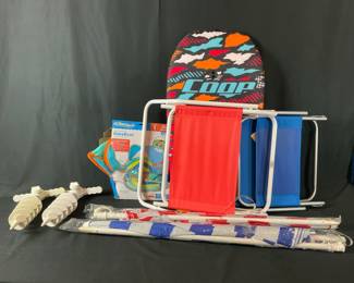 Beach Pool Gear Bundle Chairs, Boogie Board, Baby Float, and Accessories 
