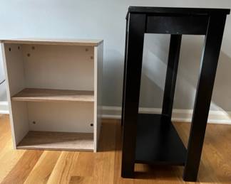 Small Wooden Bookshelf and Black Side Table 