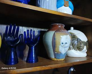 vintage glass and cookie jars.