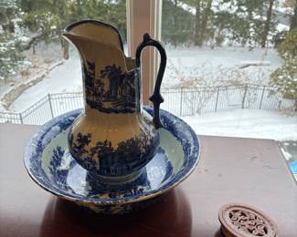 ANTIQUE BOWL & PITCHER 