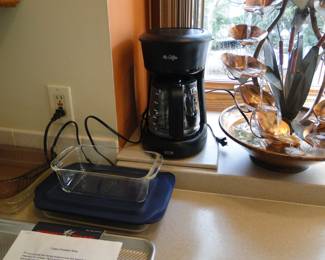 Some bake ware, loaf pans, a coffee maker, and a sneak preview of the copper water fountain that we got working