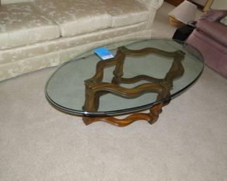 Wood and glass coffee table. Unique and original one of a kind piece