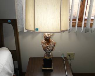 Mid Century Modern Neo-Classical Bust Lamp, with quite possibly the coolest shade ever on the planet