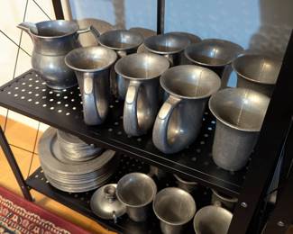 Pewter tankards and plates