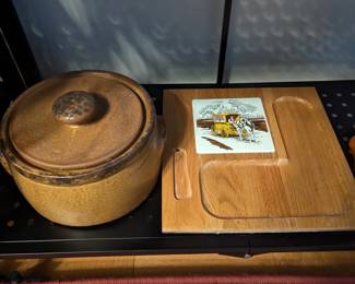 stoneware crock and cheeseboard