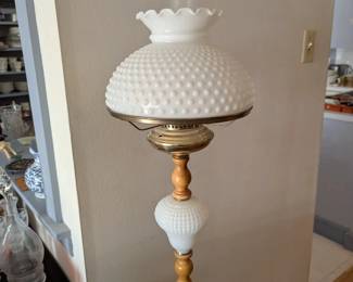Vintage hobnail milkglass floor lamp