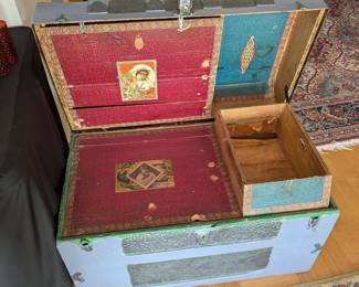 1870s Antique Italian dome top steamer trunk