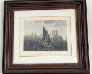 Rochester on the River Medway, Rivers of England, Plate V, lithograph