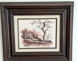 Original signed MELTON winter scene oil painting