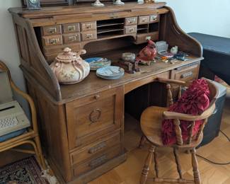 Large vintage rolltop desk